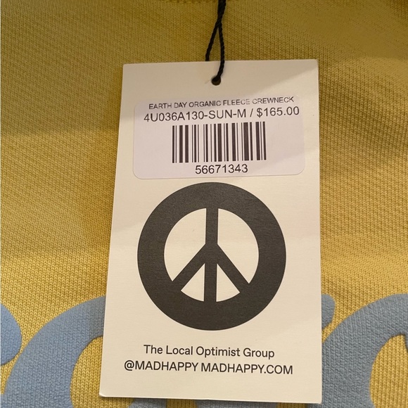MADHAPPY NEW LIMITED EARTH DAY EDITION YELLOW MADHAPPY RECYCLE CREWNECK - Picture 3 of 4